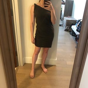 Brown one shoulder max studio dress